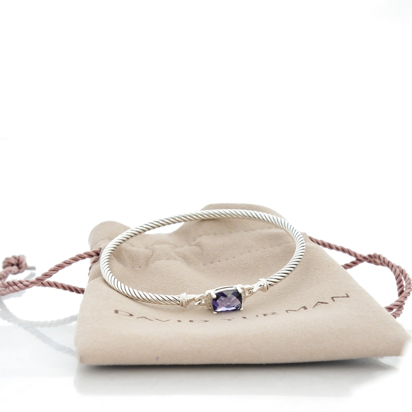 Sterling Silver Diamond Amethyst 3mm Petite Wheaton Bracelet