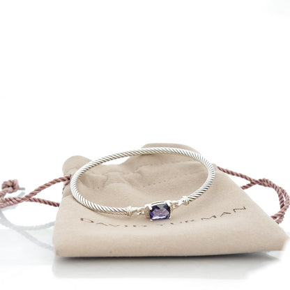 David Yurman Sterling Silver Diamond Amethyst 3mm Petite Wheaton Bracelet 6 of 6