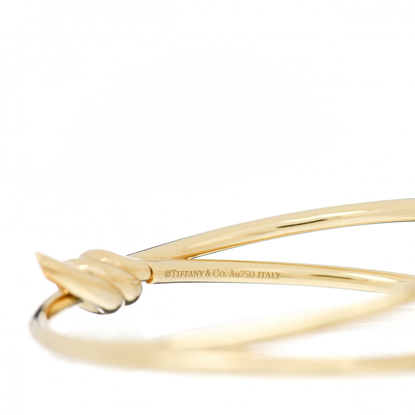 18K Yellow Gold Double Row Knot Hinged Bangle Bracelet
