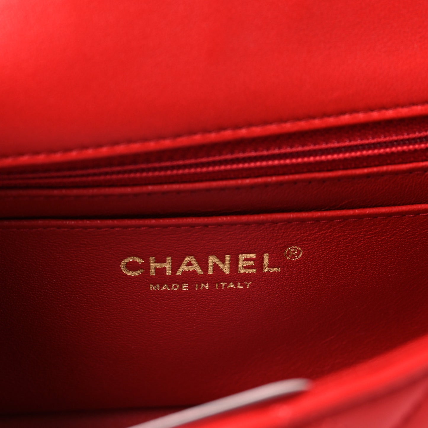 Lambskin Quilted Mini Rectangular Flap Red