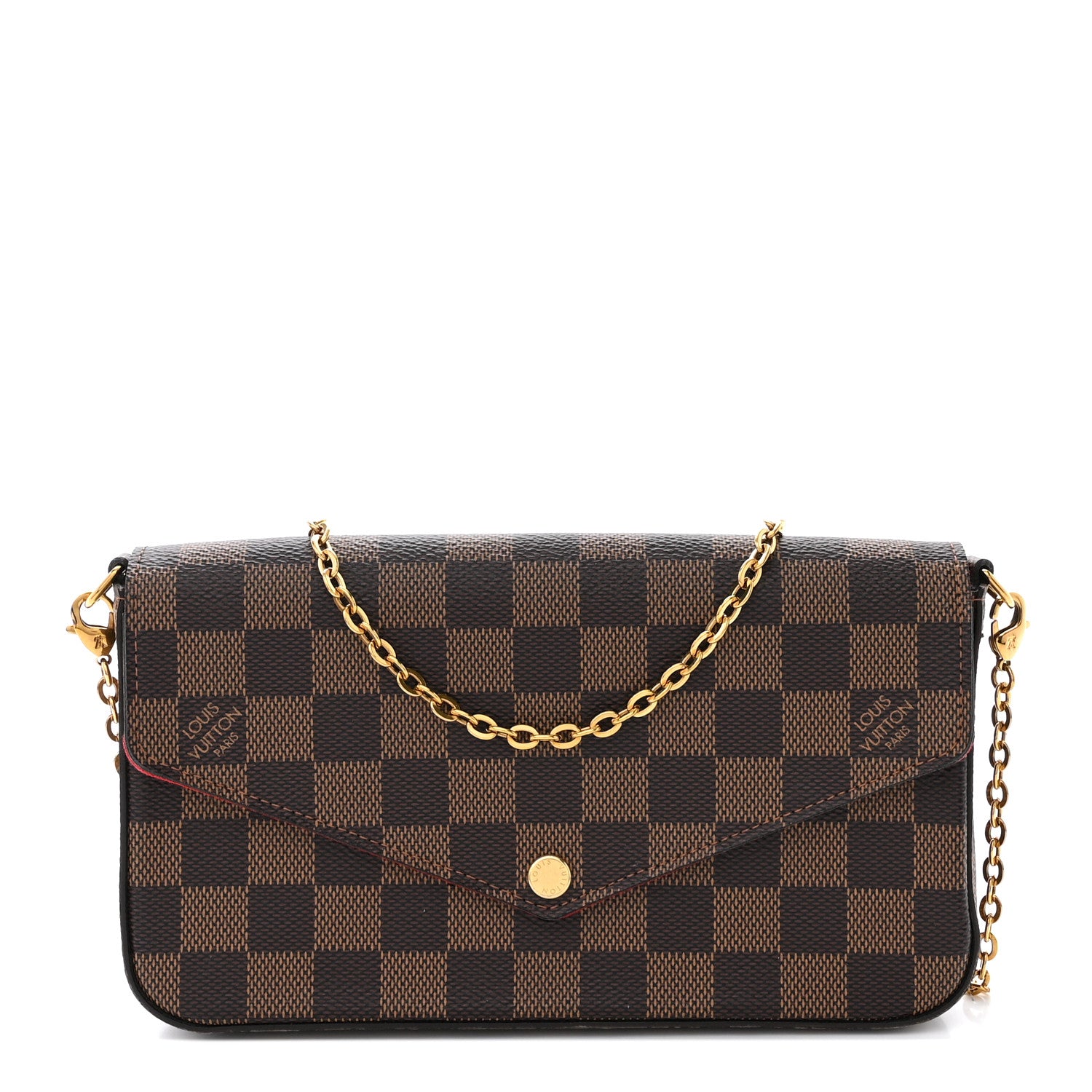 Louis Vuitton Damier Ebene Pochette Felicie Chain Wallet 1 of 12