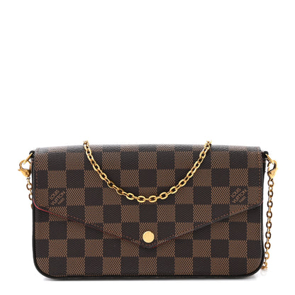 Louis Vuitton Damier Ebene Pochette Felicie Chain Wallet 1 of 12
