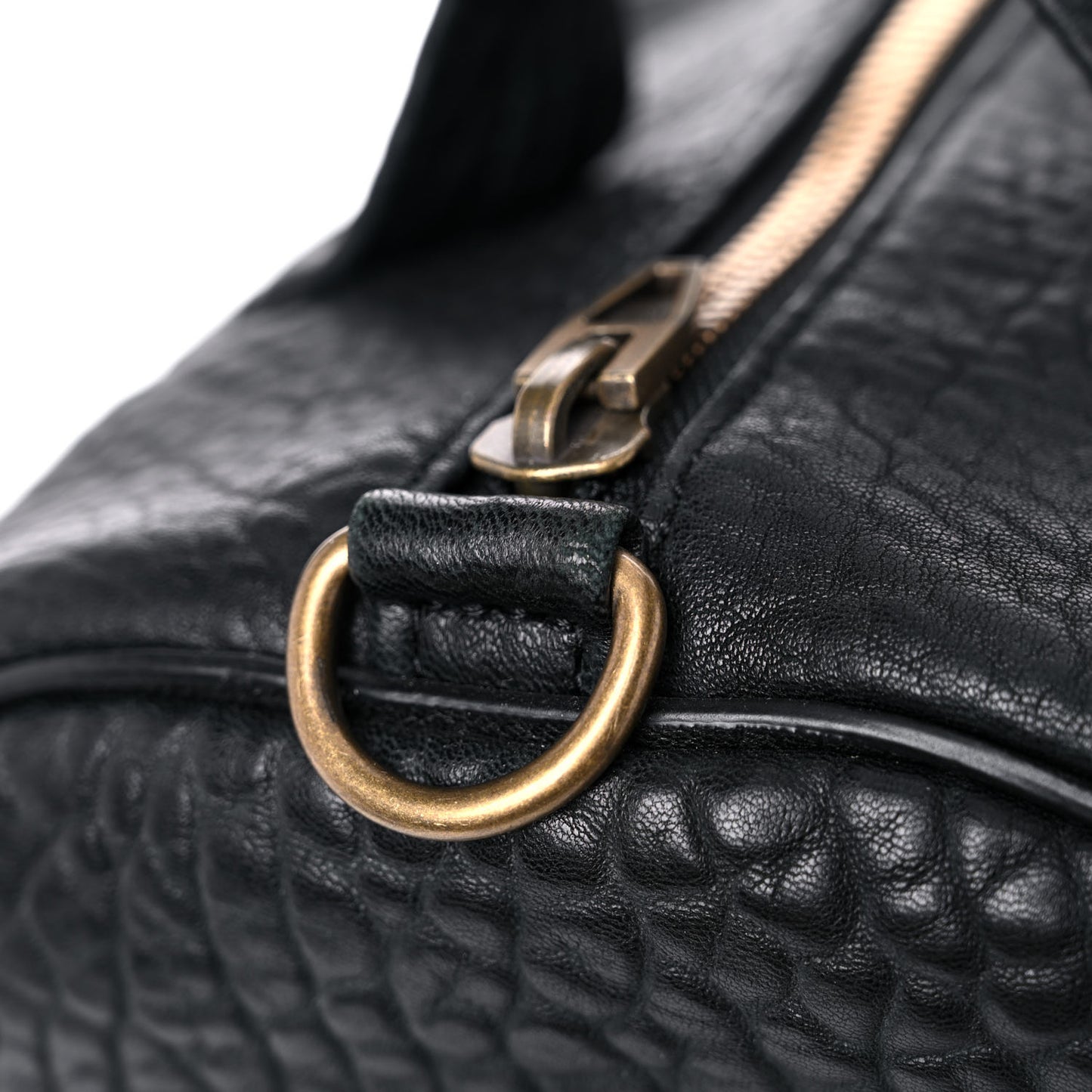 Pebbled Lambskin Rocco Black Antique Brass Hardware
