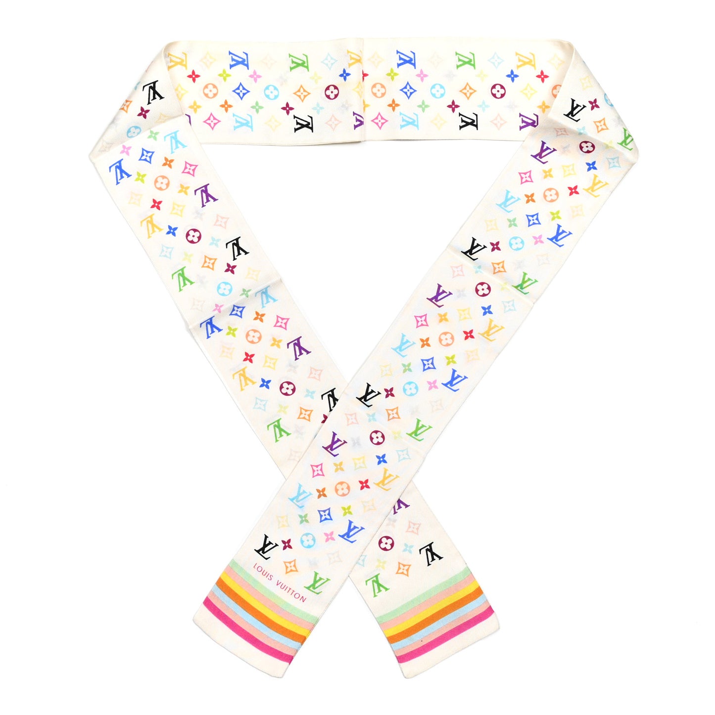 Silk Monogram Multicolor Bandeau White
