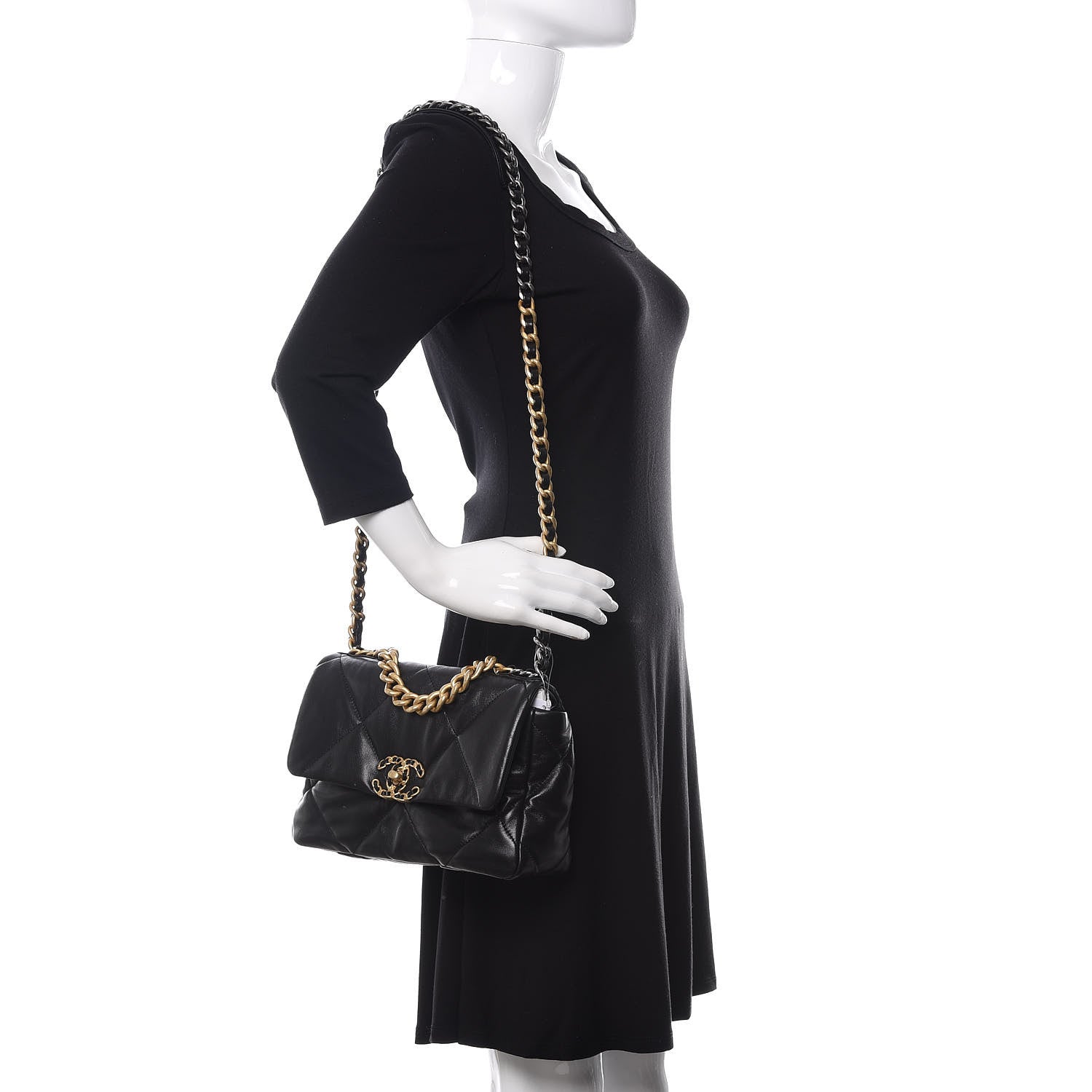 Chanel Lambskin Quilted Medium 19 Flap Black 2 of 10