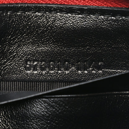 Gucci Vintage Effect Calfskin Matelasse Diagonal Torchon GG Marmont Zip Around Wallet Black Romantic Cherry 7 of 7