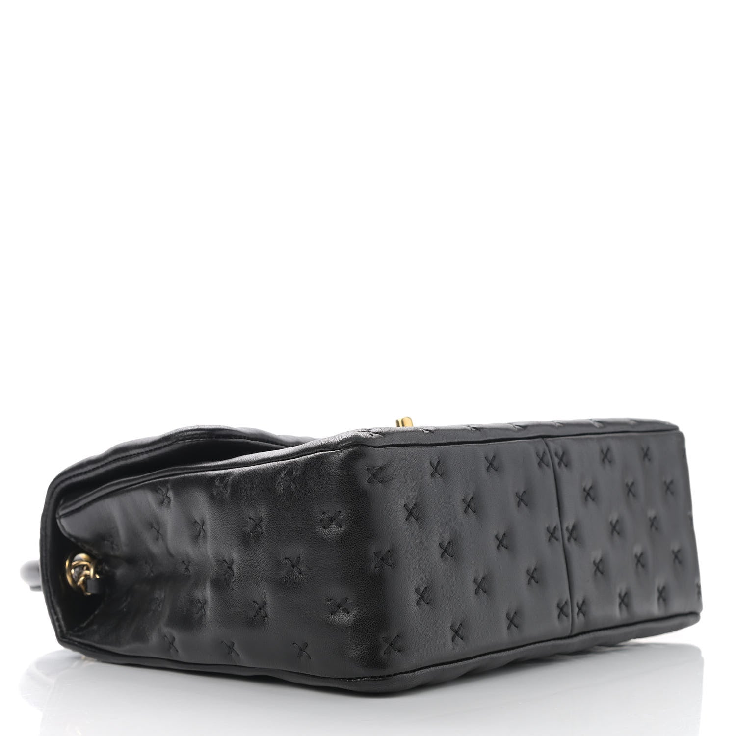 Chanel Lambskin Cross Stitch Small Coco Handle Flap Dark Black 4 of 12