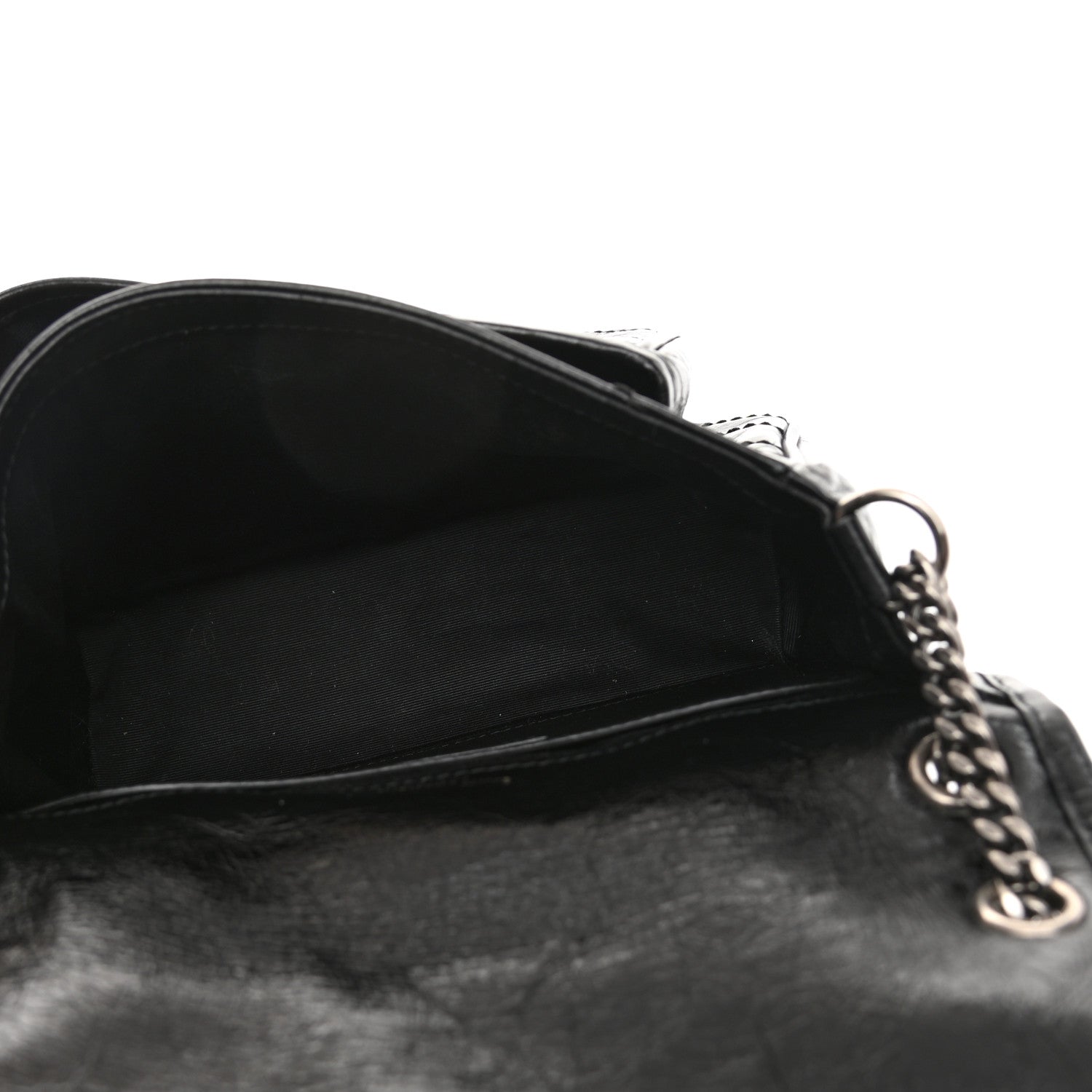 Saint Laurent Crinkled Lambskin Matelasse Monogram Baby Niki Chain Satchel Black 5 of 8