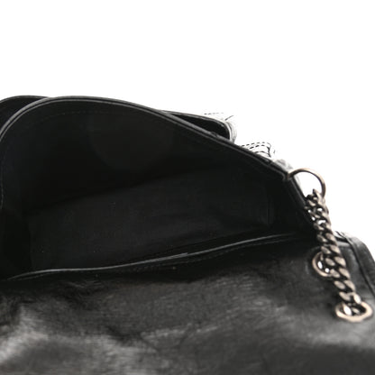 Saint Laurent Crinkled Lambskin Matelasse Monogram Baby Niki Chain Satchel Black 5 of 8