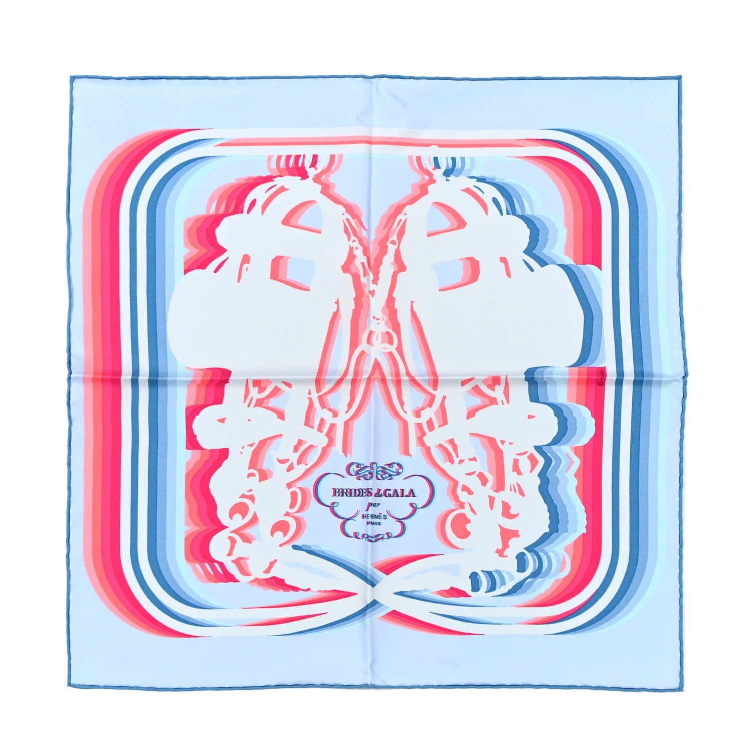 Hermes Silk Brides De Gala Shadow Scarf 45 Bleu Ciel Rose Vif 1 of 4