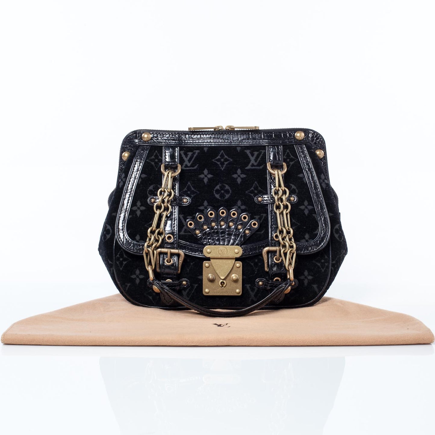 Gracie PM Monogram Black Velours Alligator VIP