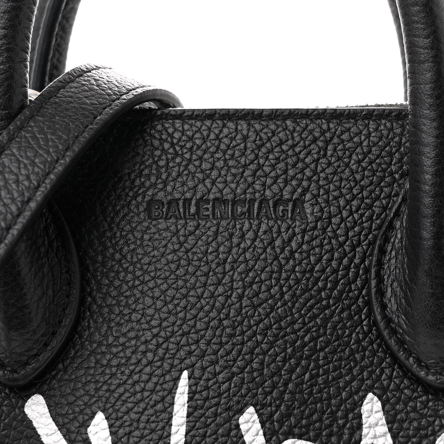 Balenciaga Grained Calfskin Graffiti Print Logo XXS Ville Top