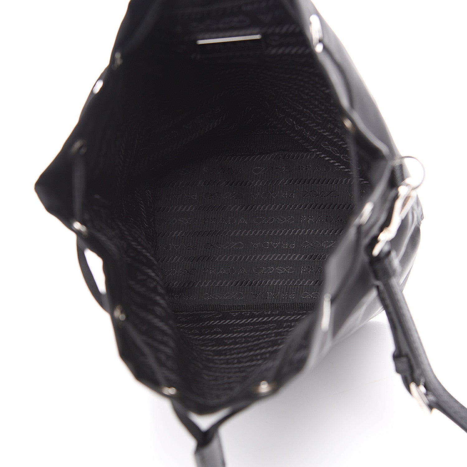 Prada Saffiano Tessuto Nylon Vela Bucket Wristlet Black 4 of 8