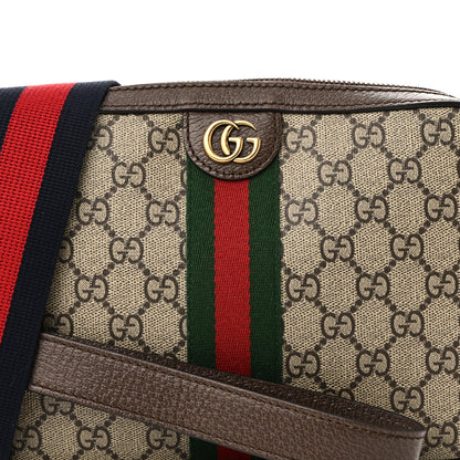 Gucci GG Supreme Monogram Textured Dollar Calfskin Web Ophidia Wristlet Shoulder Bag Beige Ebony New Acero 7 of 9