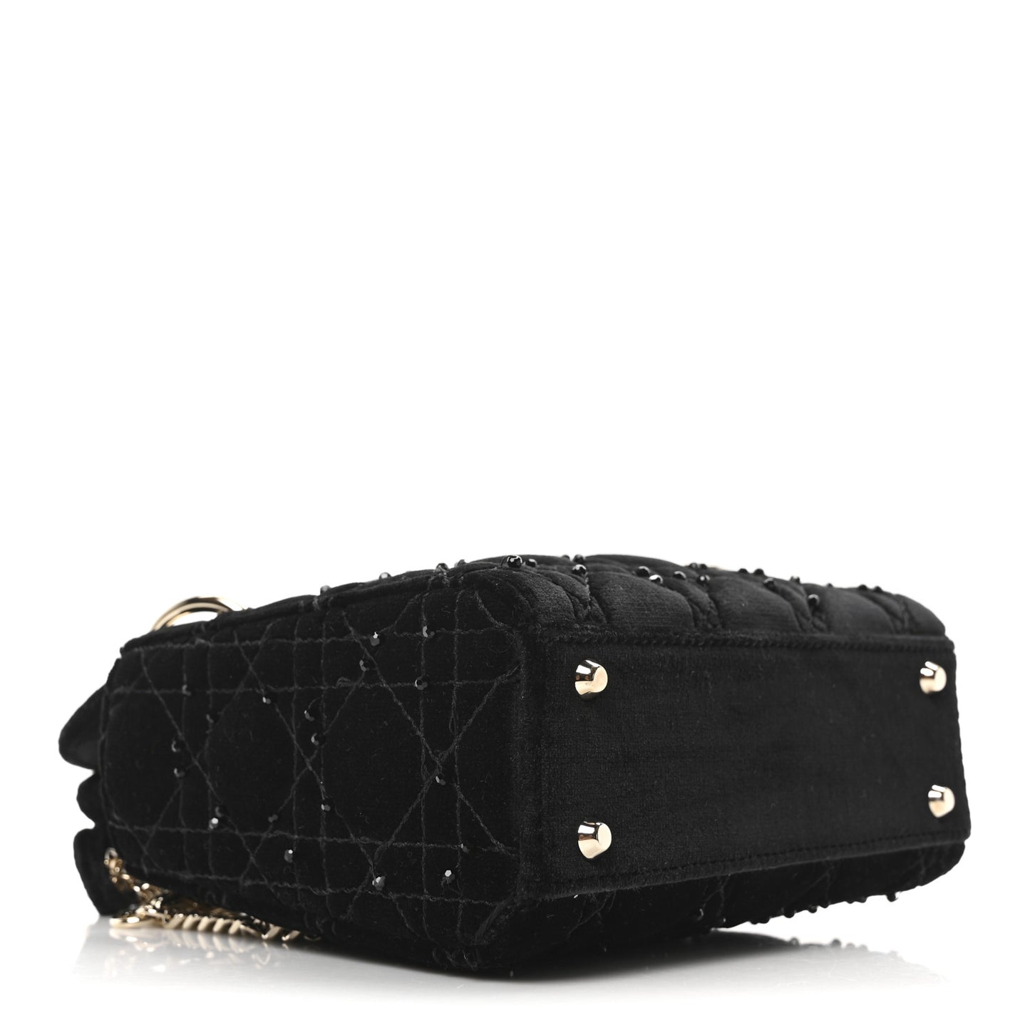 Velvet Beaded Mini Lady Dior Black