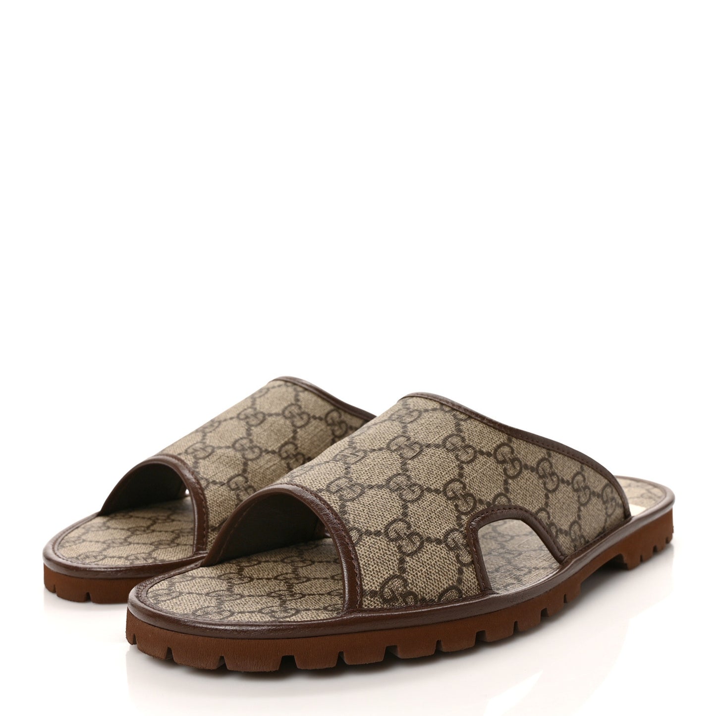 GG Supreme Monogram Granada Kid Mens Lug Sole Slide Sandals 9 Beige New Acero