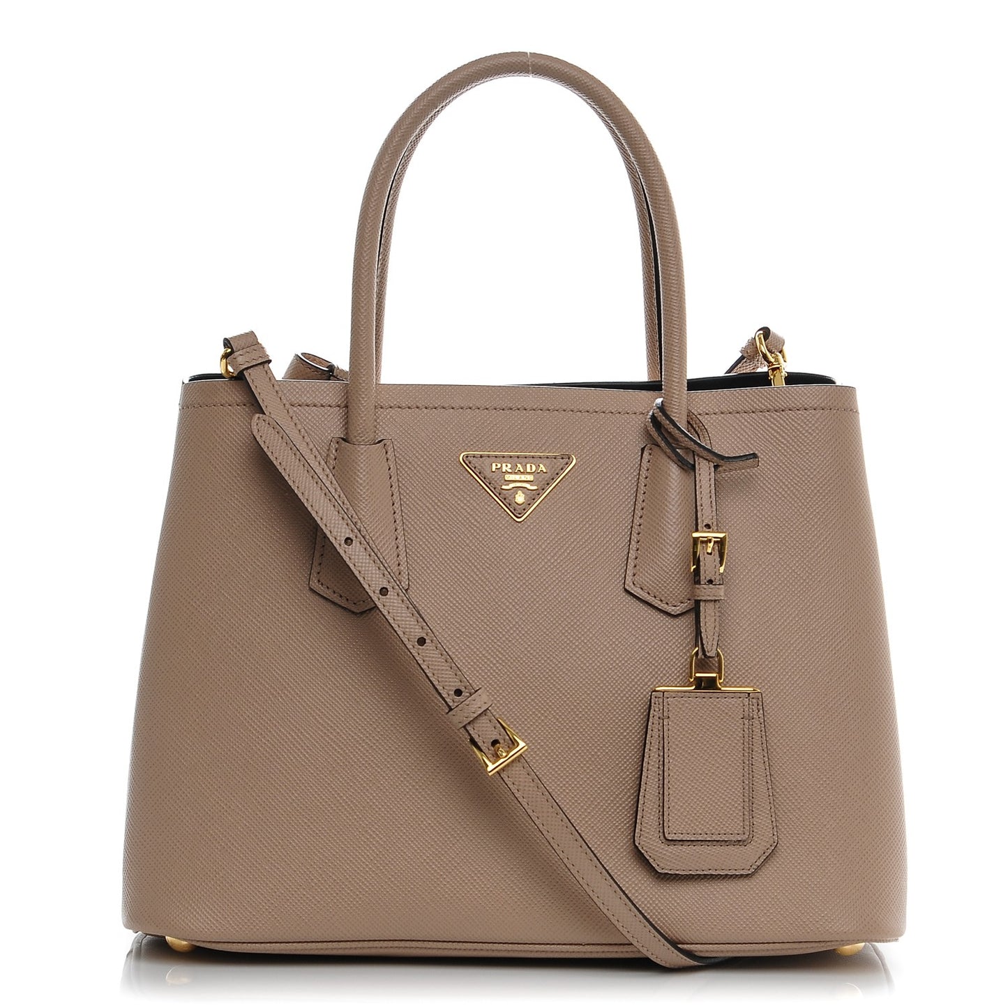 Saffiano Cuir Small Double Bag Cammeo Nero Black