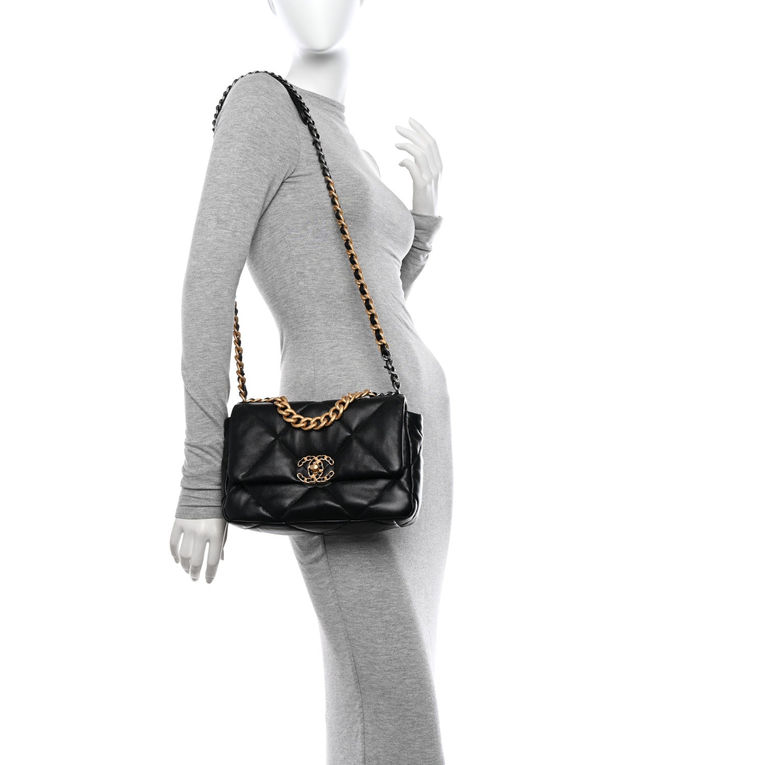 Chanel Lambskin Quilted Medium Chanel 19 Flap Black 3 of 10