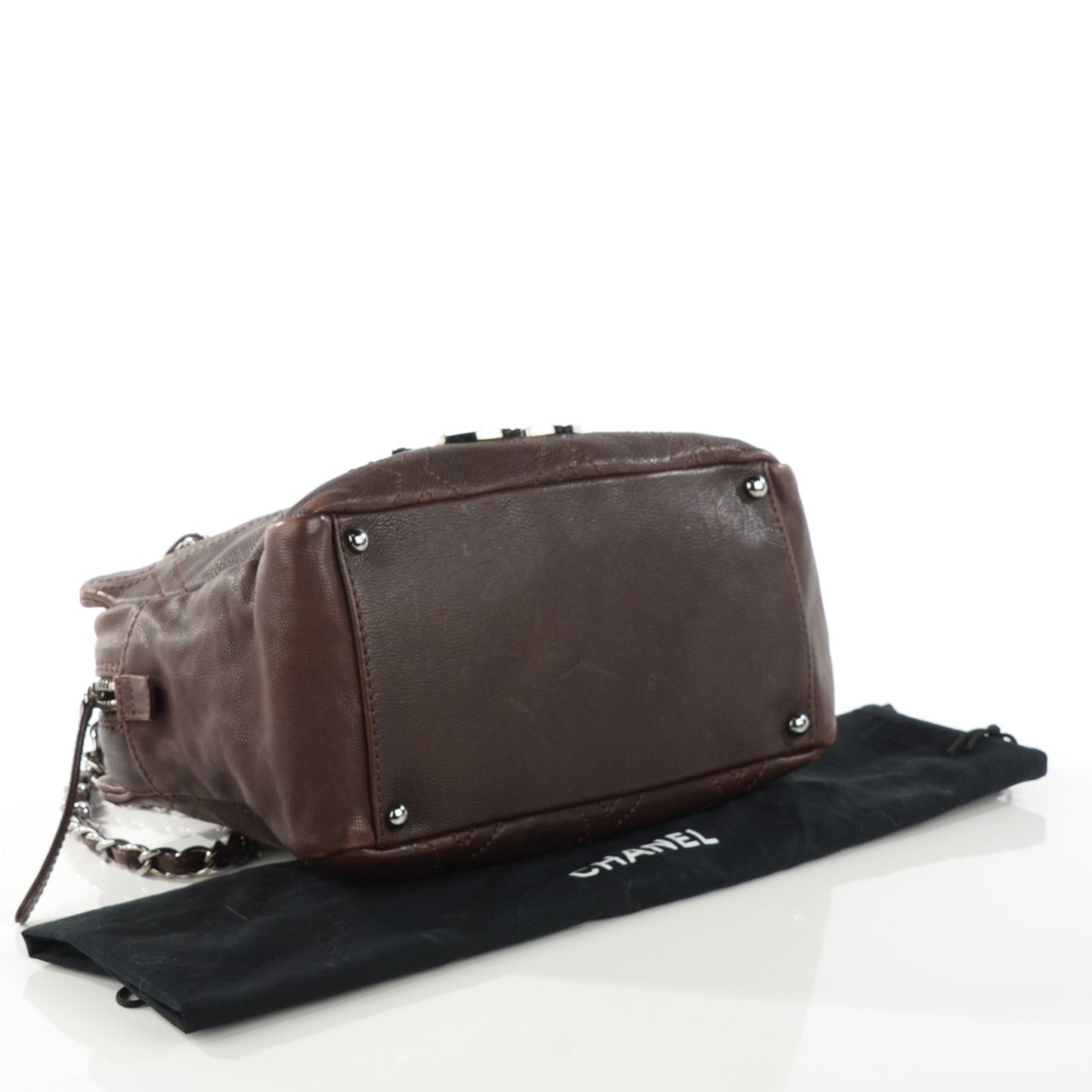 Calfskin Small Diamond Stitch Tote Brown
