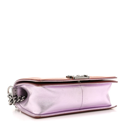 Chanel Metallic Patent Calfskin Quilted Medium Boy Flap Light Pink 4 of 15