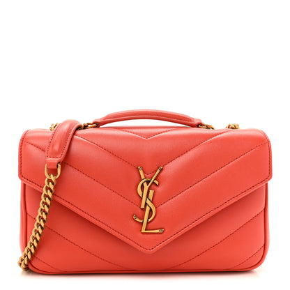 Saint Laurent Lambskin Chevron Quilted Small Loulou Bag Celosia 1 of 12