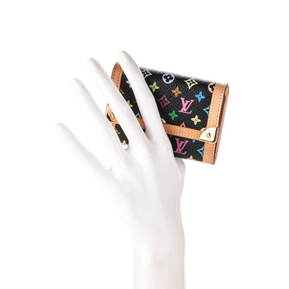 Louis Vuitton Monogram Multicolor Porte-Monnaie Plat Coin Purse Black 2 of 6
