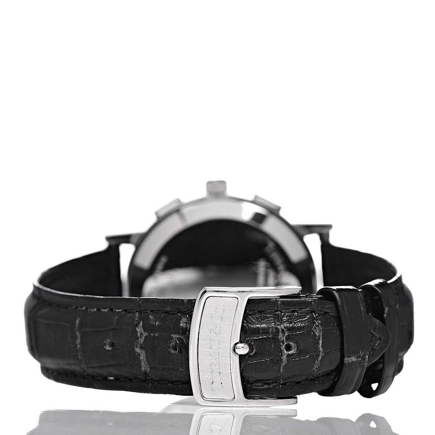 Stainless Steel Alligator Diamond 35mm Atlas Chronograph Quartz Watch Black