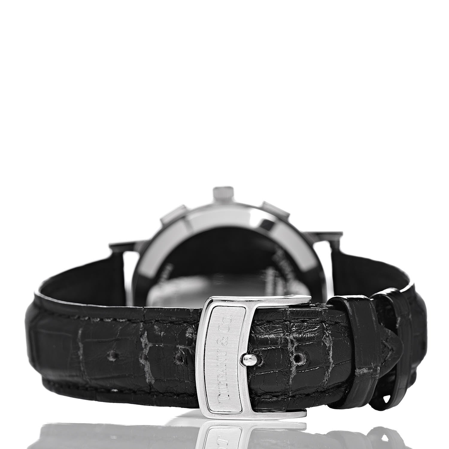 Tiffany Stainless Steel Alligator Diamond 35mm Atlas Chronograph Quartz Watch Black 4 of 10
