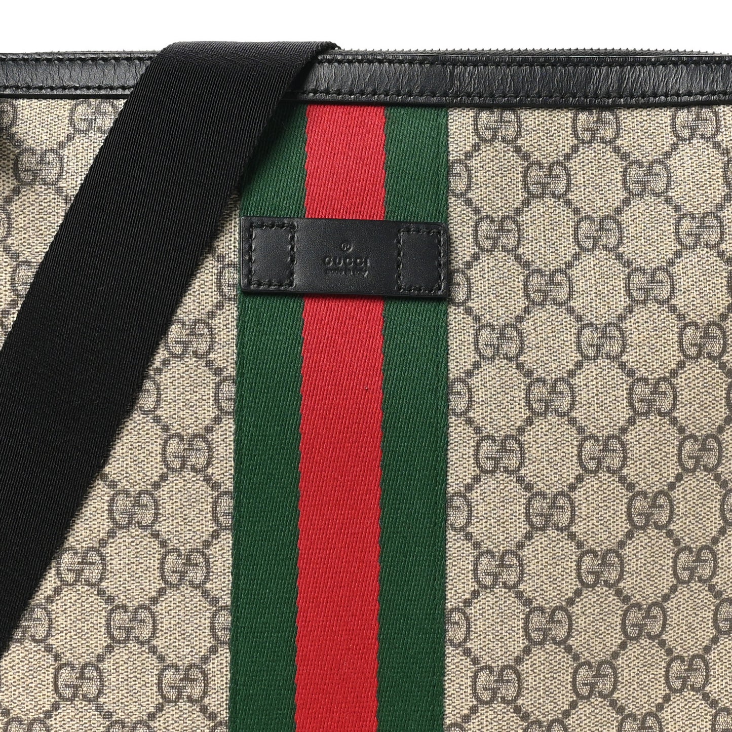 GG Supreme Monogram Web Messenger Bag Black