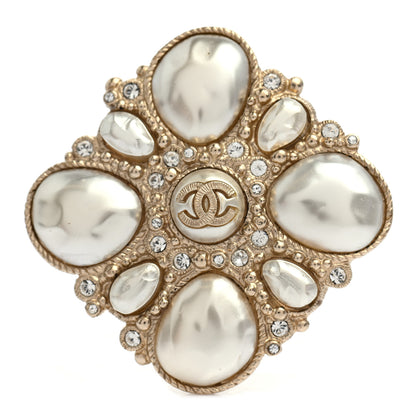 Chanel Pearl Crystal CC Brooch Pearly White 1 of 4