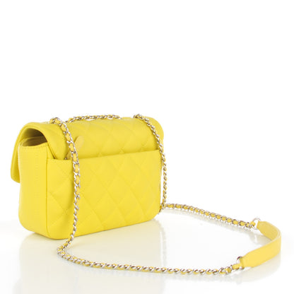 Chanel Rubber Quilted Lambskin Mini Coco Rain Flap Yellow 3 of 9