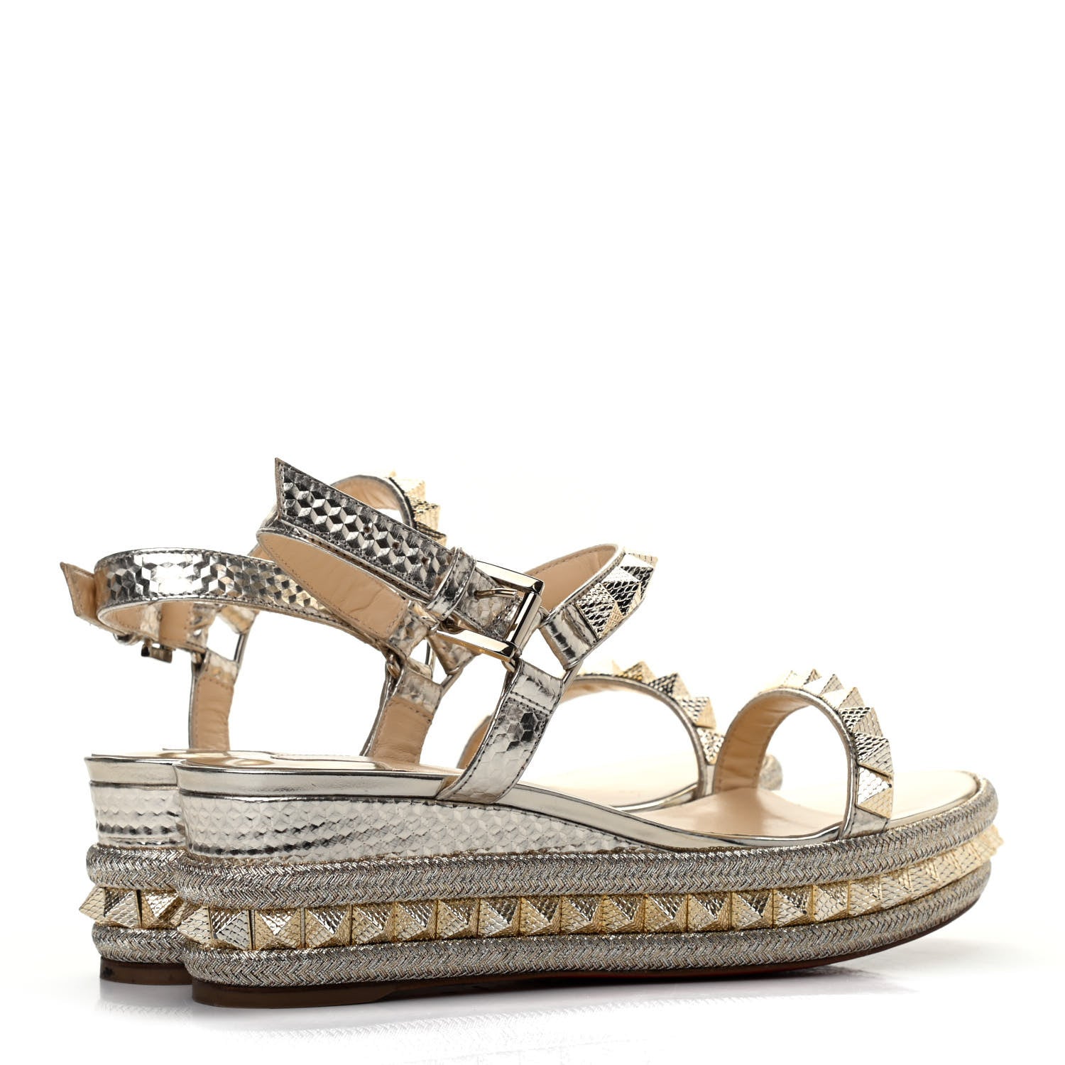 Christian Louboutin Calfskin Cubiste Pyraclou 60 Platform Sandals 38 Platine 3 of 5