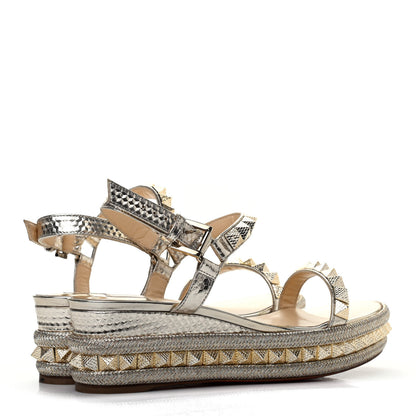 Christian Louboutin Calfskin Cubiste Pyraclou 60 Platform Sandals 38 Platine 3 of 5