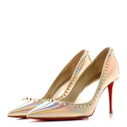 Christian Louboutin Metallic Patent Psychic Anjalina 85 Pumps 36 Platine 4 of 10