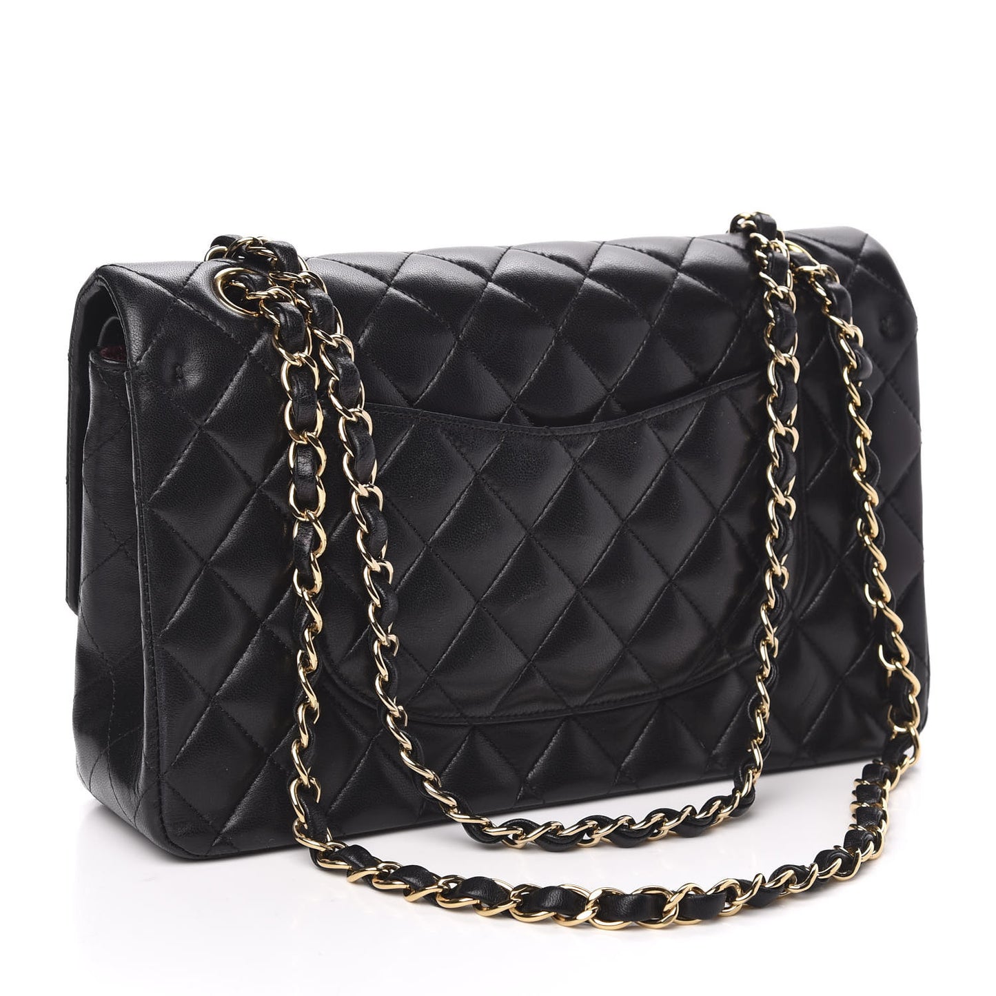 Lambskin Quilted Medium Double Flap Black