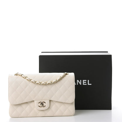 Chanel Caviar Quilted Jumbo Double Flap White 9 of 14