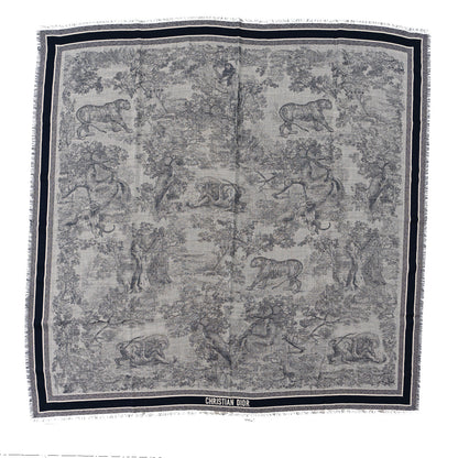 Christian Dior Cashmere Toile De Jouy Poncho Grey 1 of 3