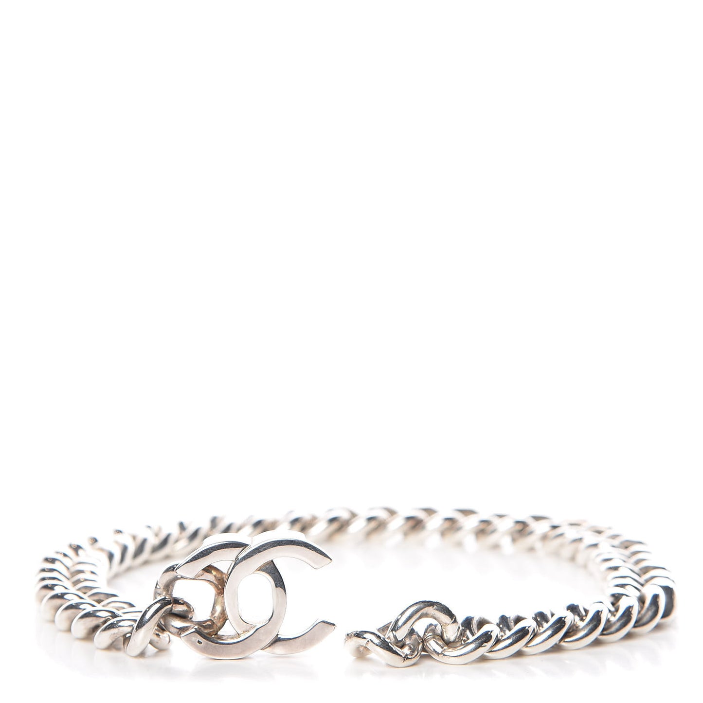 Chain Link CC Choker Necklace Silver