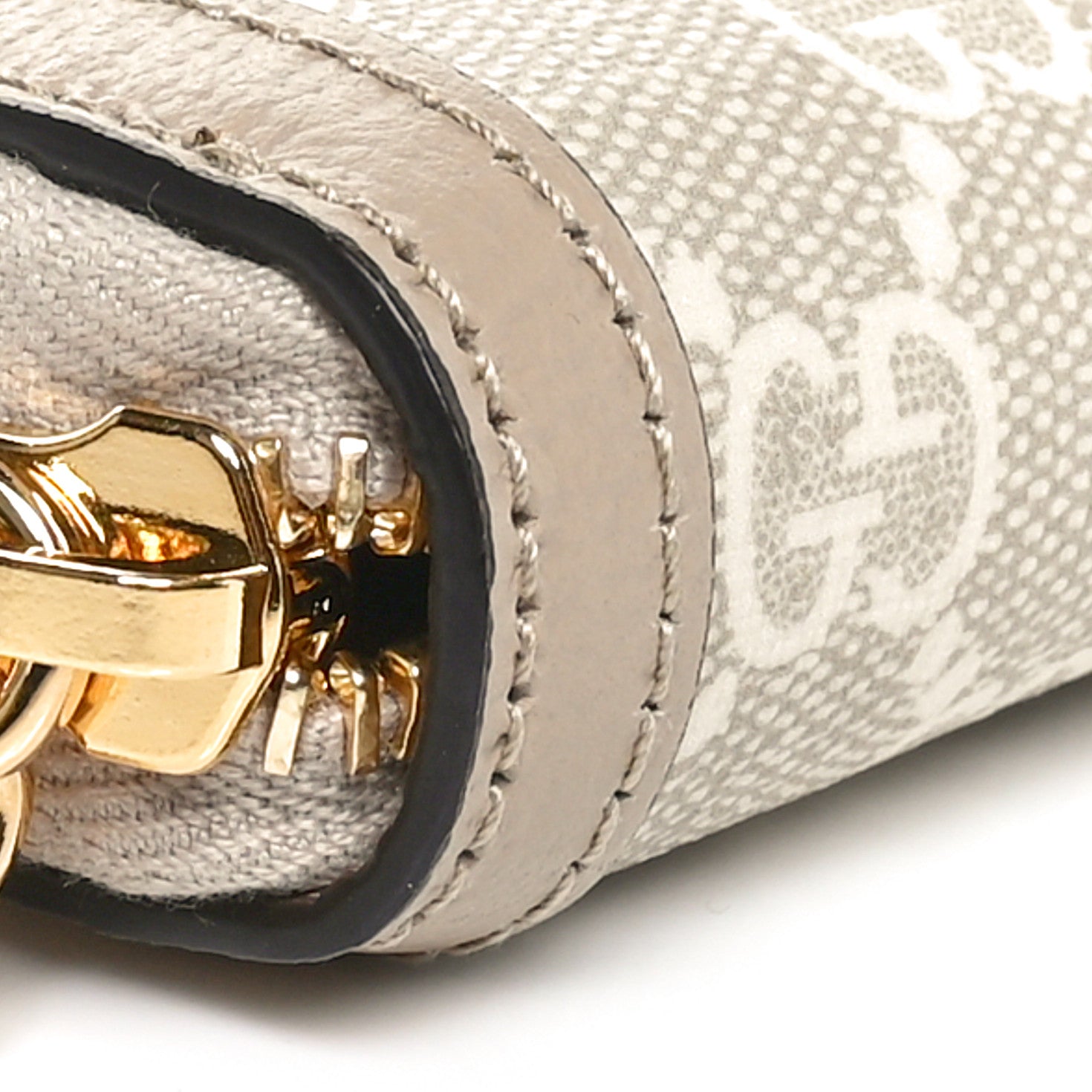 Gucci GG Supreme Monogram Textured Dollar Calfskin Web Ophidia Zip Around Wallet Beige Mystic White Oatmeal 6 of 10