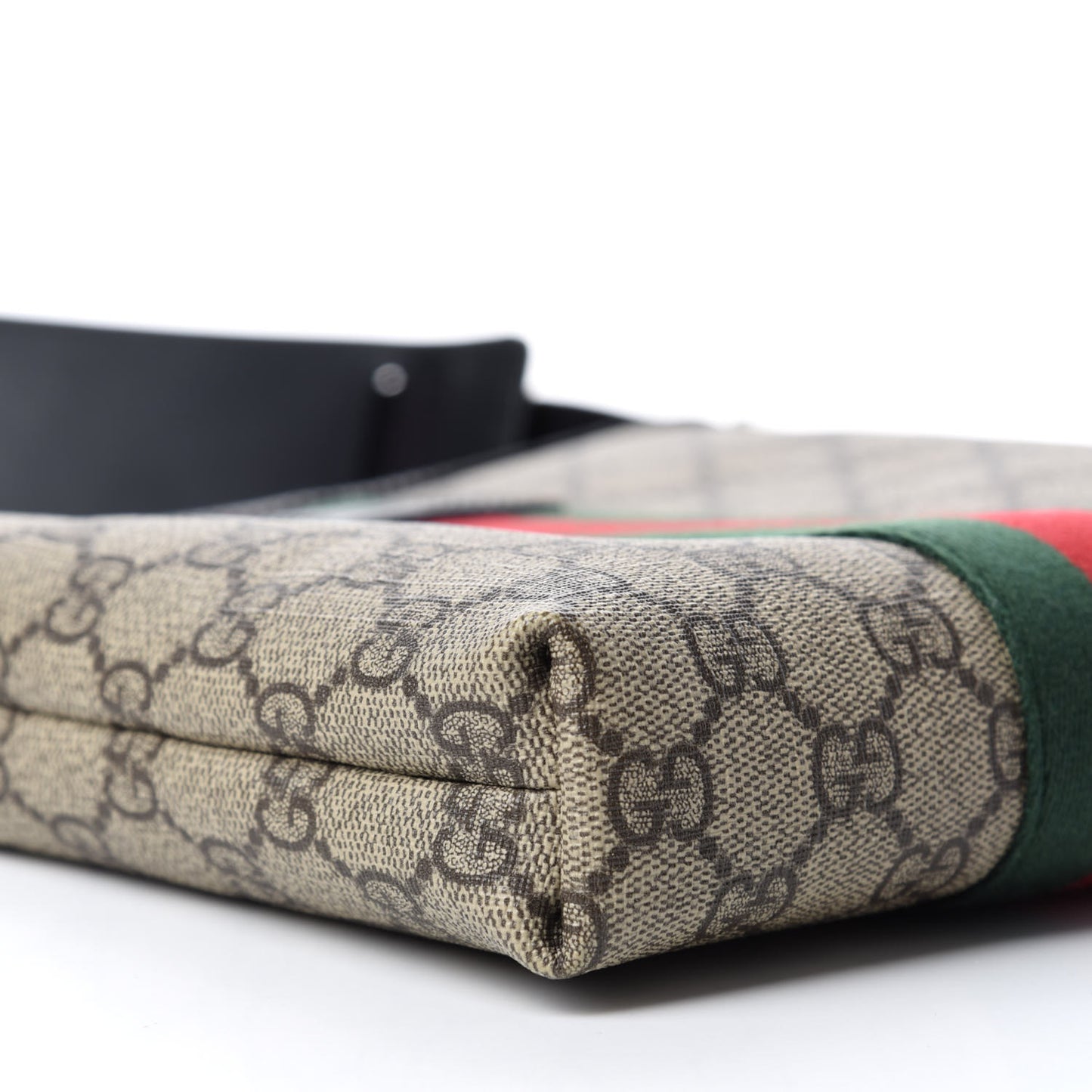 GG Supreme Monogram Web Messenger Bag Black