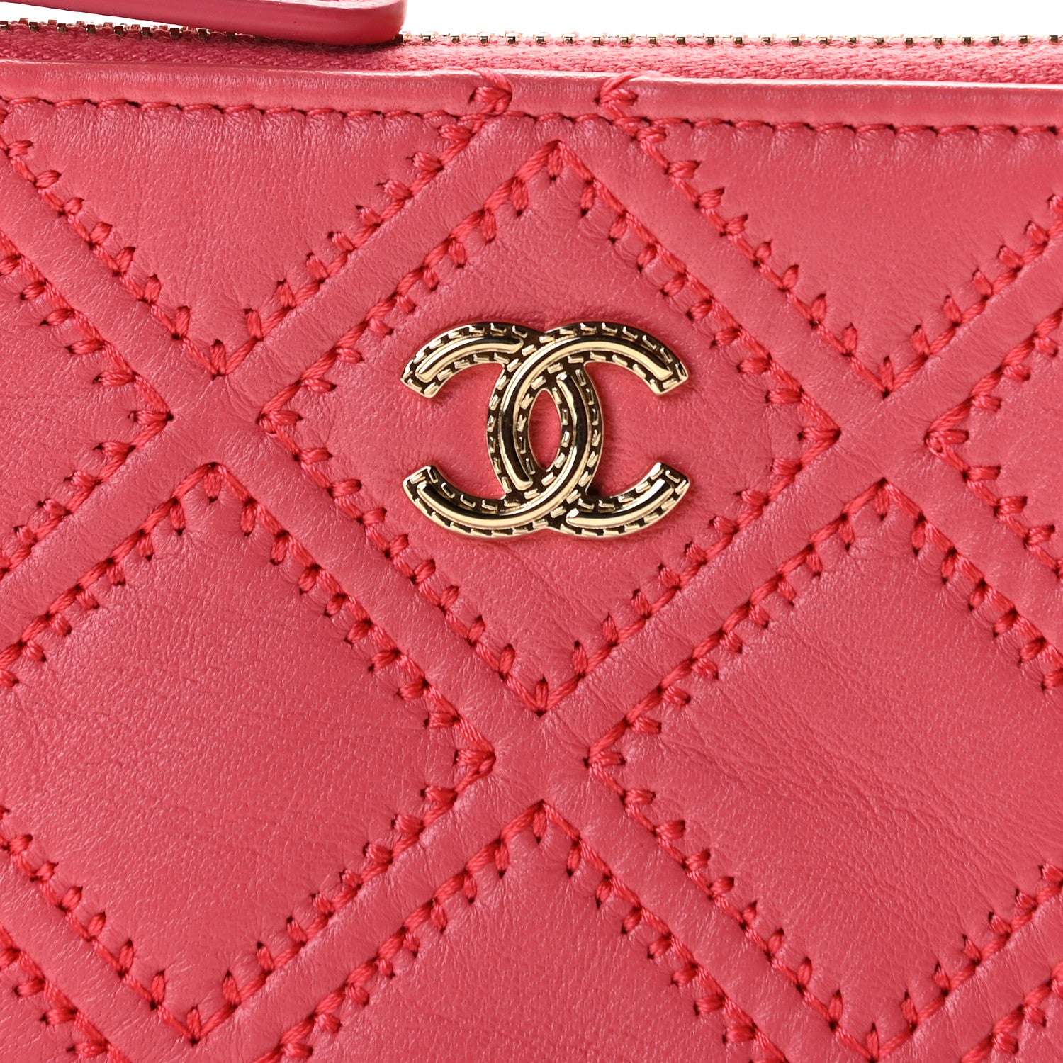 Chanel Lambskin Stitched Tassel Small Cosmetic Case Pink 7 of 8