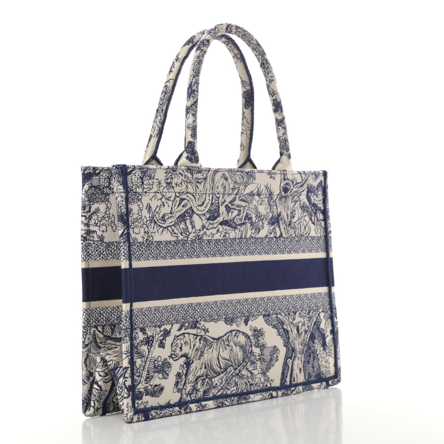 Canvas Embroidered Medium Dioriviera Toile De Jouy Book Tote Blue