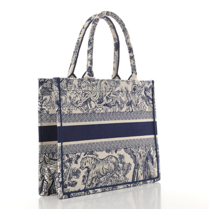 Christian Dior Canvas Embroidered Medium Dioriviera Toile De Jouy Book Tote Blue 3 of 11