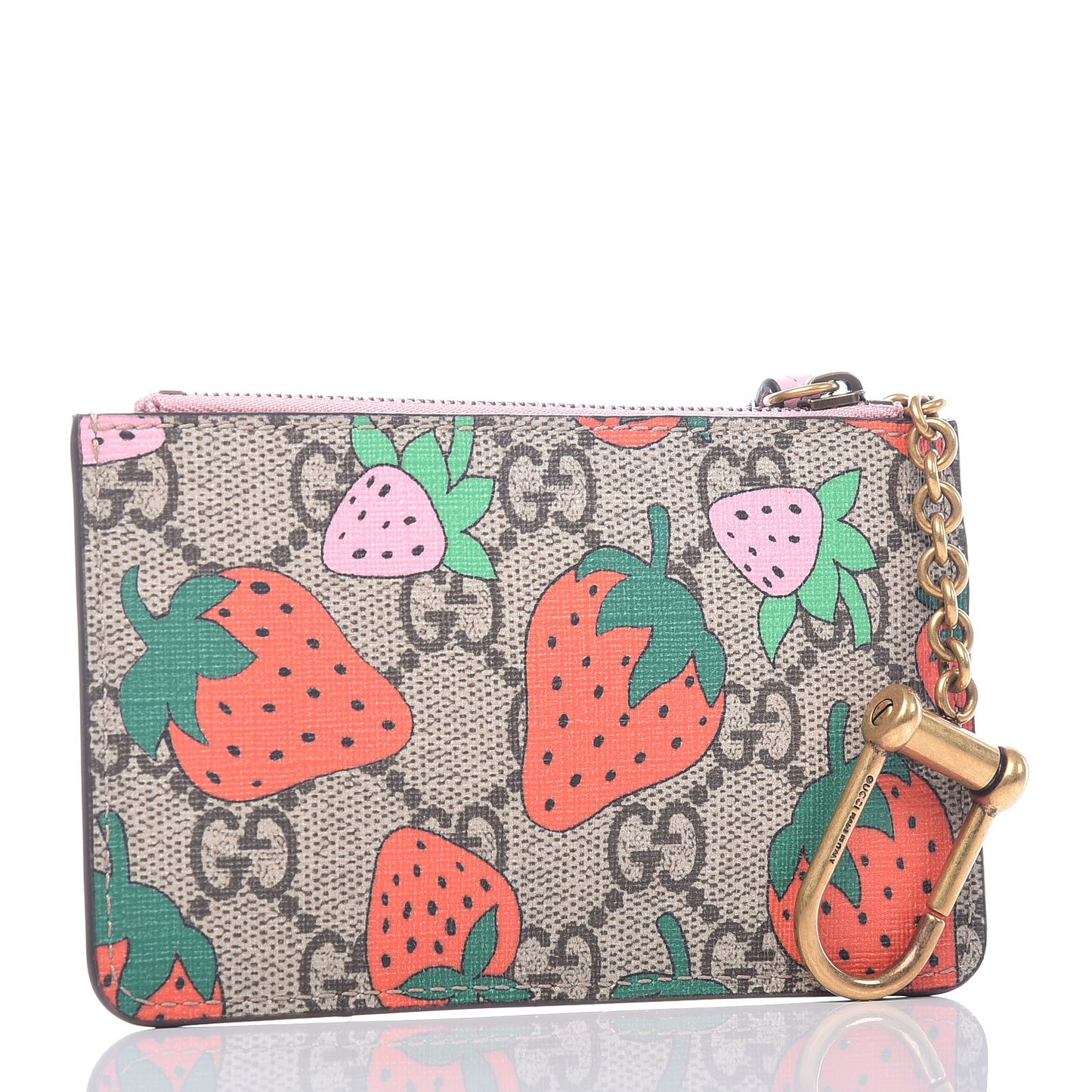 GG Supreme Monogram Strawberry Key Case