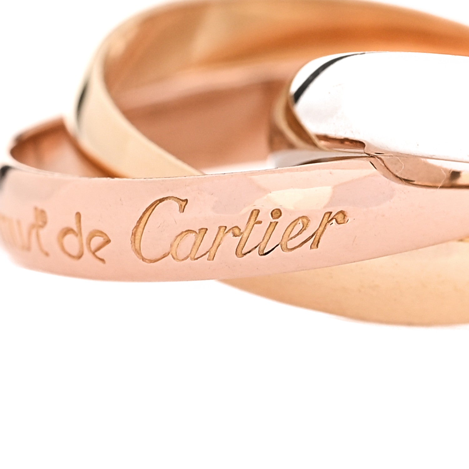 Cartier 18K Pink Yellow White Gold Classic Les Must De Cartier Trinity Ring 48 4.5 4 of 6