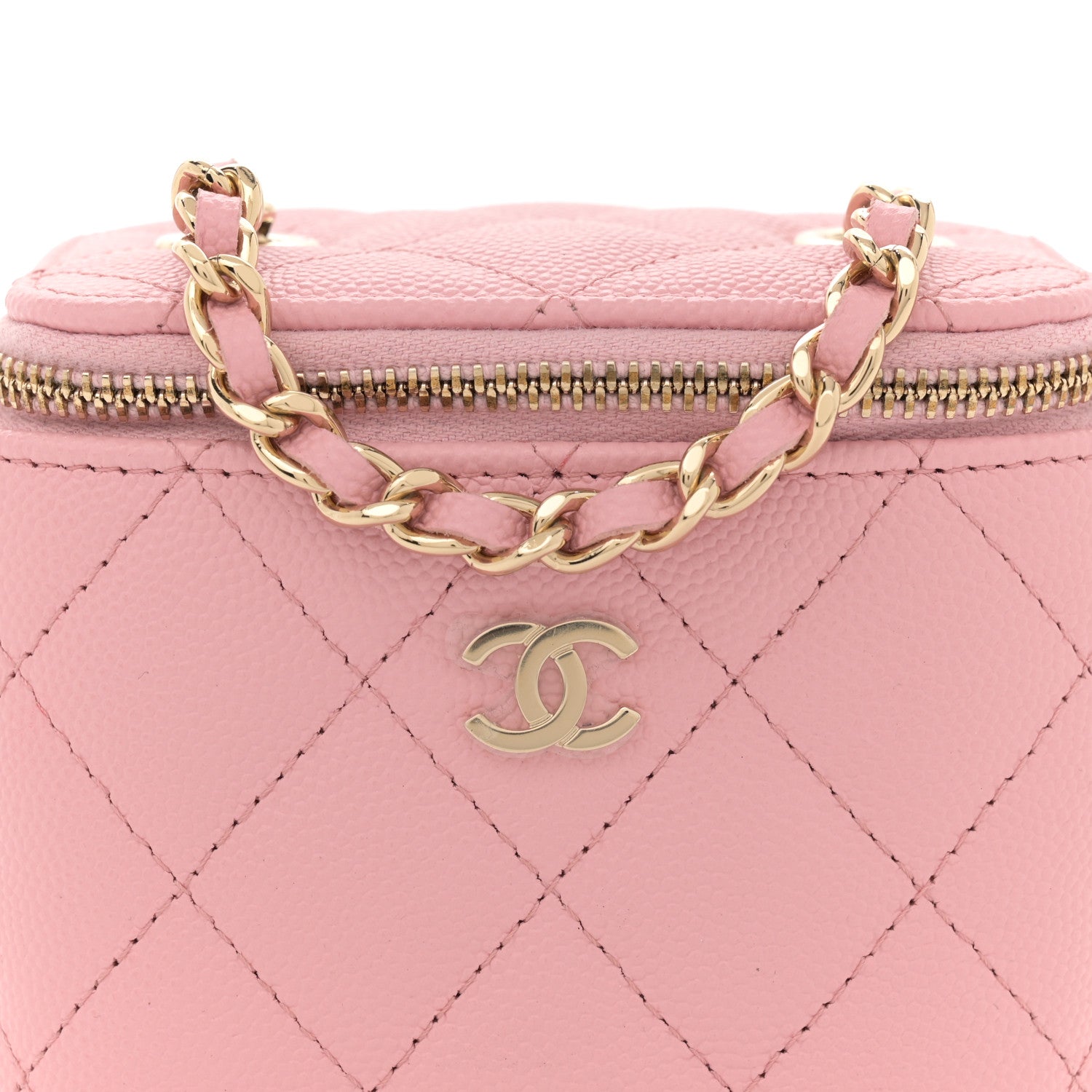 Chanel Caviar Quilted Mini Vanity Case With Chain Light Pink 8 of 10