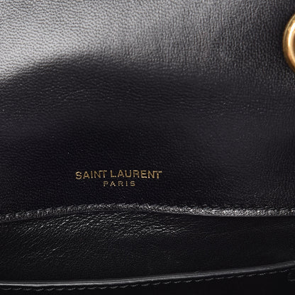 Saint Laurent Patent Calfskin Matelasse Monogram Small Vicky Chain Bag Black 6 of 10