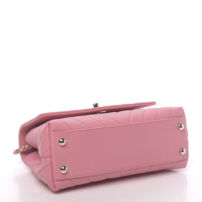 Chanel Caviar Chevron Quilted Mini Coco Handle Flap Pink 4 of 10