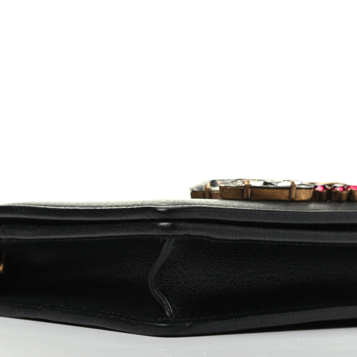 Calfskin Marquise Crystals Mini GG Chain Wallet Black
