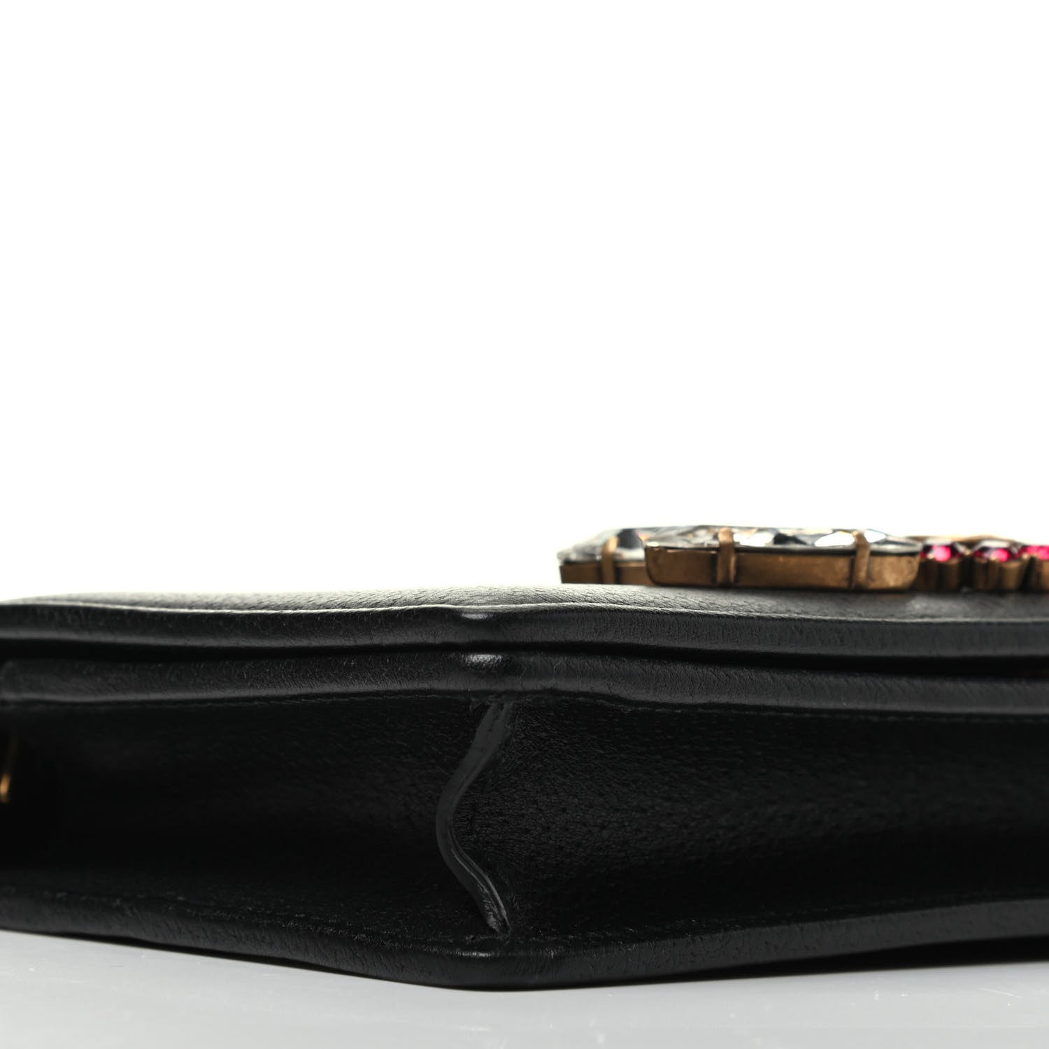 Gucci Calfskin Marquise Crystals Mini GG Chain Wallet Black 6 of 7